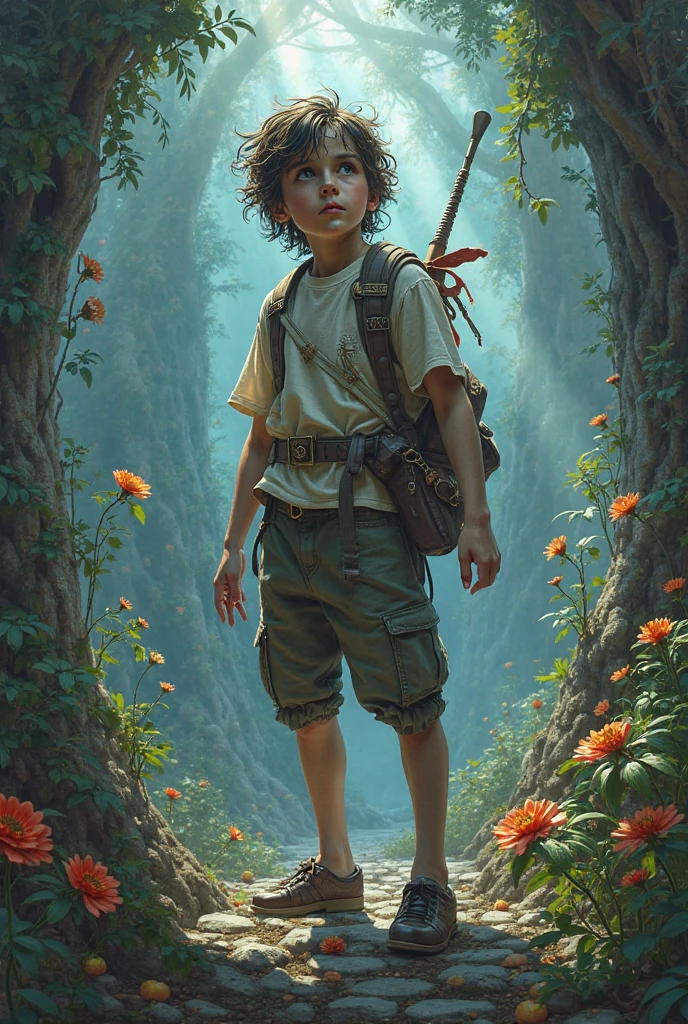 A hunter boy in a fairytale forest