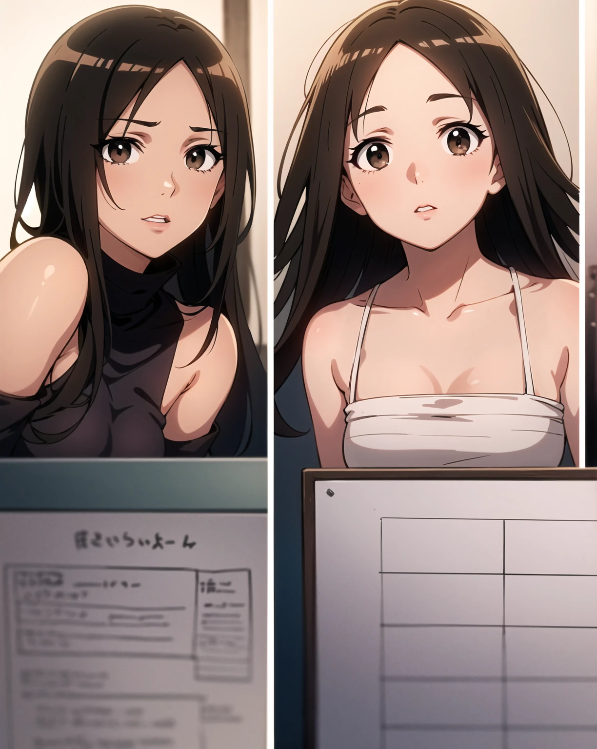 Character sheet, Nico Robin of one piece, full body, nude, dinamic pose, Big breast, sexy, anime style