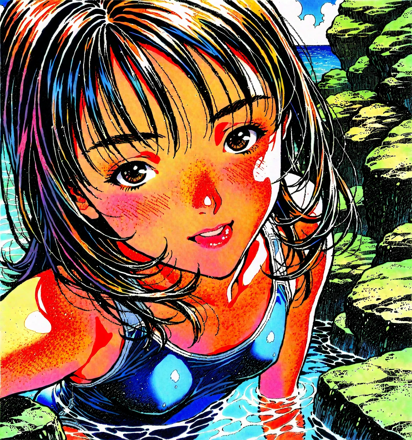 <lora:LONA06:1> a girl waving to viewer and smiling,