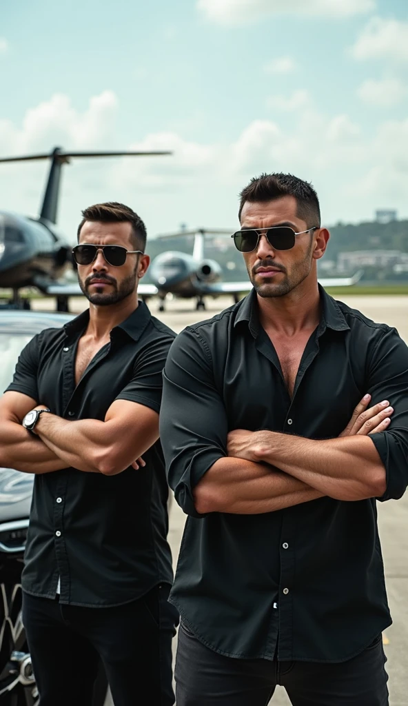 Generate a mobile size wallpaper of 3 men. The have their number tatoo on their chest. The leader number is 01 and other two number are 03 , 08 respectively . The main leader are sitting on a old blue dacia car and smoking a cigarette in up head style. One of them is standing at left side of car and other one is on right side with m416 gun. TOXIC are printed on the car number plate .This are are situated in infected area.