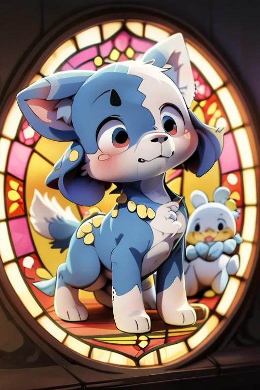 explicit, solo, ((feral, quadruped)), (((admiral blue wolf, deep saturated blue fur, cute, chibi, young, puppy))), masterpiece, high detail, animal genitalia, canine genitalia, ((((((thick canine penis, huge knot, very long erection, huge canine penis, huge balls, hyper canine penis, hyper balls, saggy balls)))))), (((heavenly environment))), (((huge cumshot, huge orgasm, cum, excessive cum, cum pool))), tsukune minaga, syuro, nikkibunn, ((pinup)), paws, pawpads, angel wings, halo, (((curvy figure, feral))), ((white watery cum)), [from above, high angle, foreshortening], looking pleasured, epic pose, neon glow, sparkles, glitter, gradients, glowing penis, in cathedral, church, stain glass windows, incense, altar, backlit, rim lighting, god rays, volumetric, glowing, being worshipped, marble tub, cumming in container, ((cum overflowing, baptism, toony))