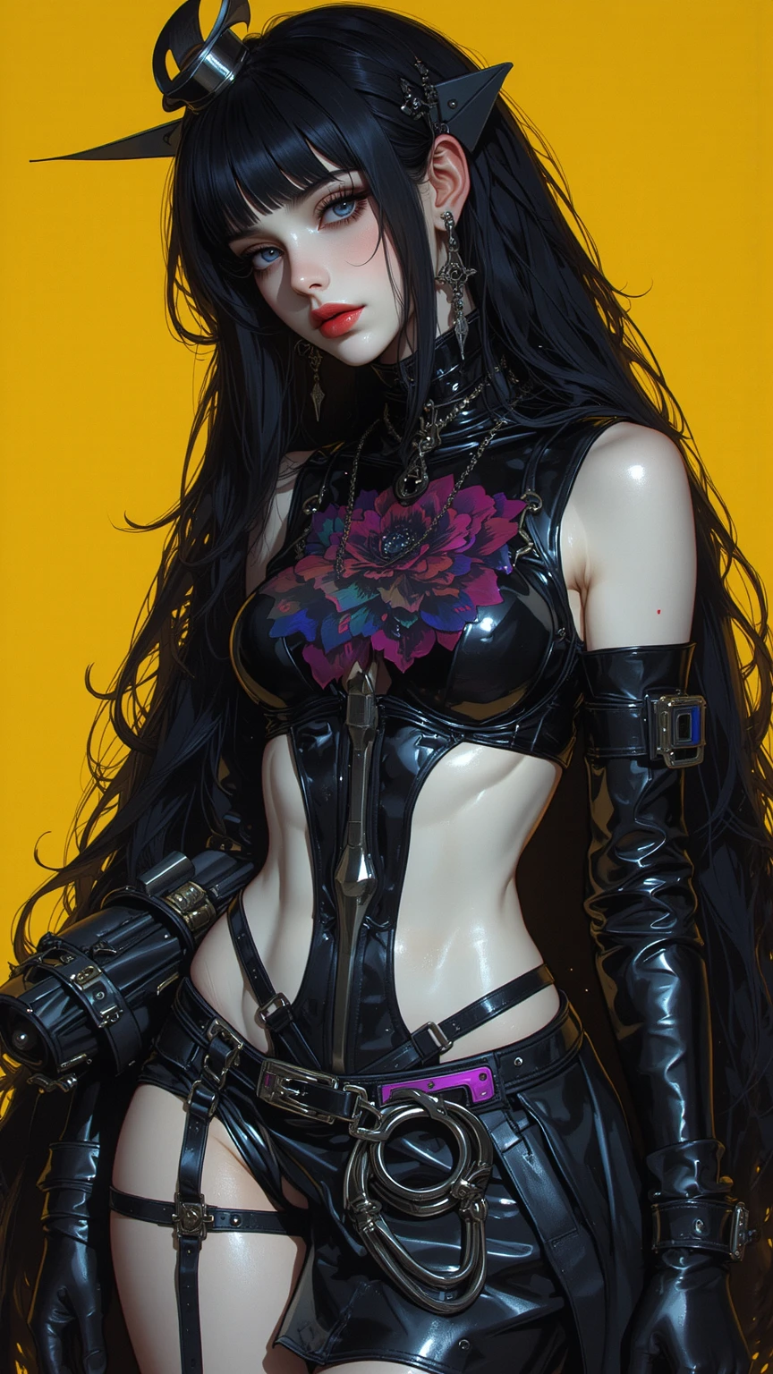 masterpiece, 8k, best quality, highly detailed, a whip made of pitch black leather with grey deathblight surrounding it