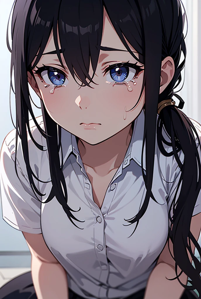Table top, best quality,Illustration, backdrop, Ultra-Detail, small face 、(((Harassment)))、detailled eyes, Complex hairstyle、Sareme、((fear:1.5))、(With tears in my eyes:1.5)、(((Cute underwear)))、(doress)、generous chest strap))、((Girl has her skirt taken off by a man))