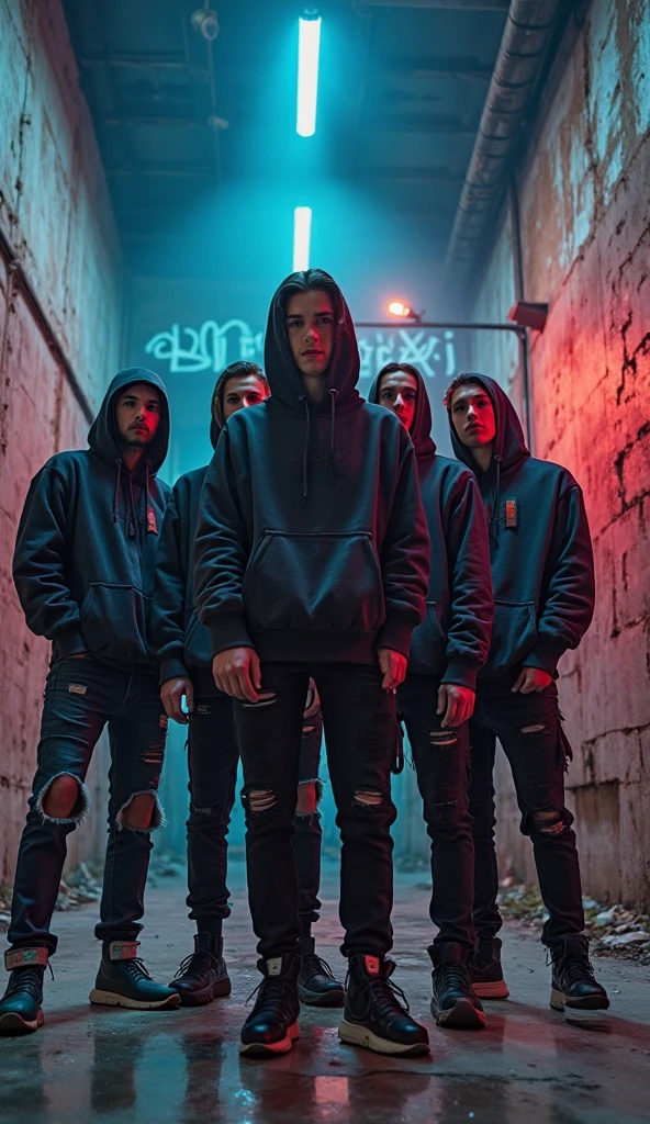 a boy in the hood with a gang  members 