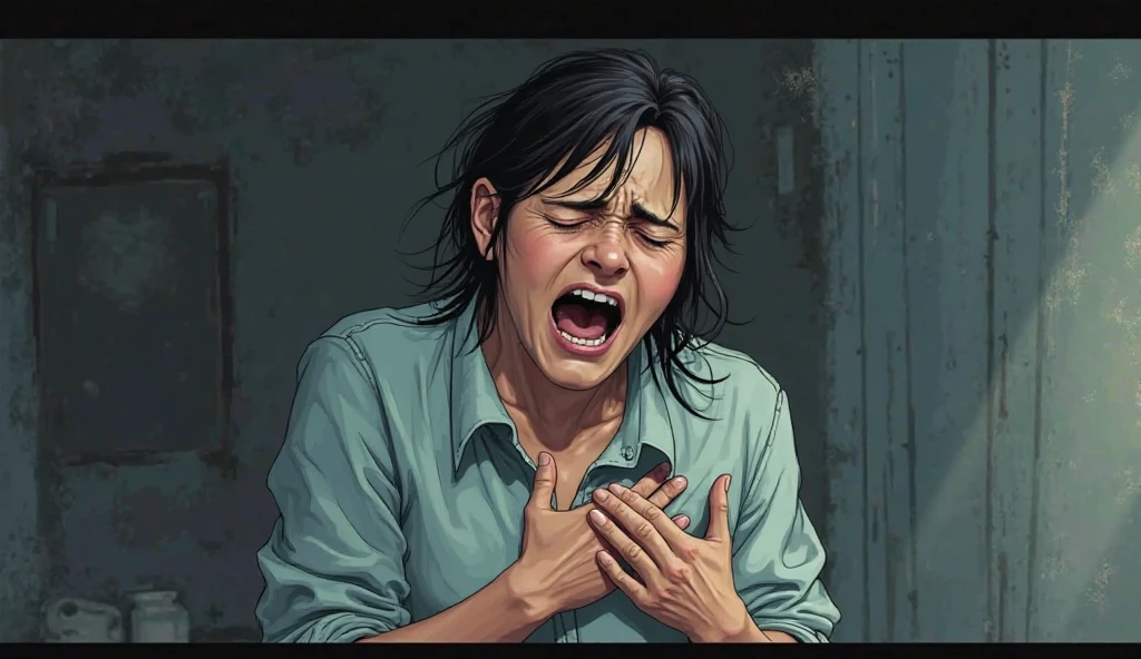 absurdres, highres, ultra detailed, <lora:KobeniV1-000019:0.7>, kobeni, brown eyes, white shirt, long sleeves, black necktie, closed eyes, crying, style parody, open mouth, snot, streaming tears, saliva, drooling, <lora:natsumi_ikitottanka_ware_sd15_v004:1>