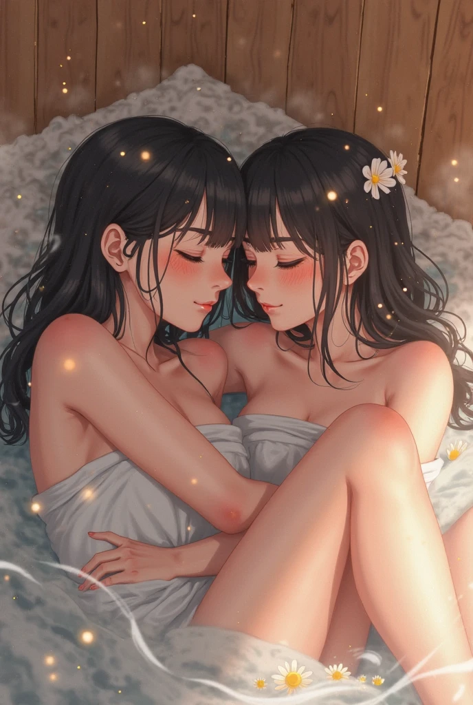 nsfw, Masterpiece, top quality, highly detailed, (chiaroscuro style:0.6), (realistic style:1.0), backlighting, two beautiful girls, young beautiful mature lesbian couple,
(Completely naked:1.8),
sweaty bare skin,
(put their faces together and shyly smile at the camera:1.2), upper body shot,
Close-up of their faces, at the tropical beach in dark sunset under palm trees, 

