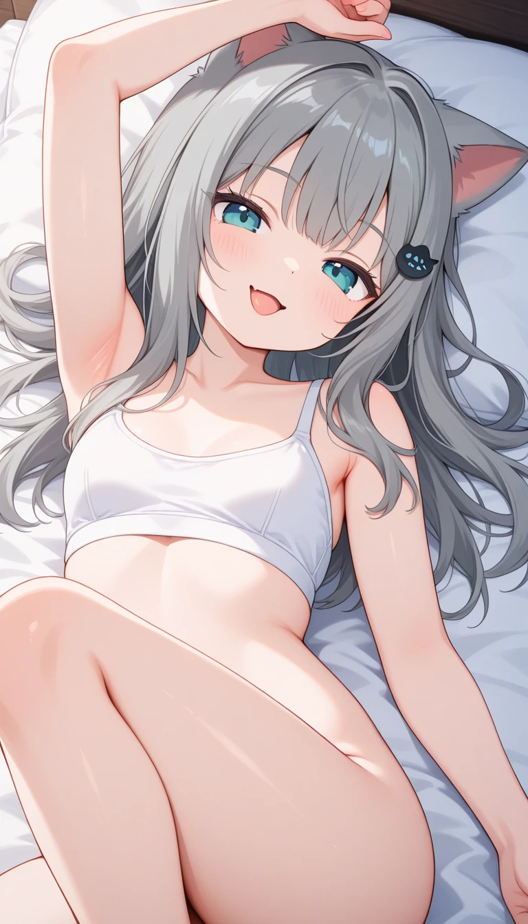 Fluffy white bear,Pure white skin, body,Blue eyes,Pure white hair,Since heaven,Glowing hair,Wear wet white panties,The whole body is stained with your white liquid,The underwear is stained with slimy liquid,The liquid flowed onto the bed without underwear,A shy look,Lie down in bed,Open your little mouth, ,Full body like,Top view,What an looks like,Bed linen is wet