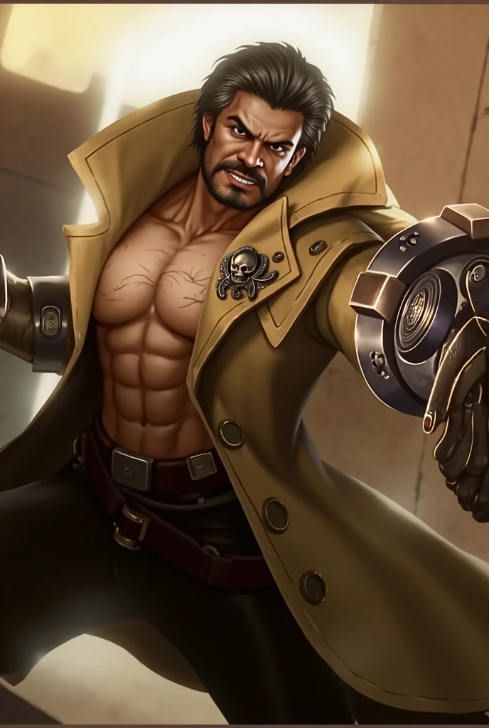 a close up of a man with a beard and a jacket, inspired by Li Kan, iconic character splash art, sylas, inspired by Huang Shen, berserker potrait, barret frymire, doomfist from overwatch, portrait of rugged zeus, stanley artgerm lau, graves, dio brando, godsent, bian lian