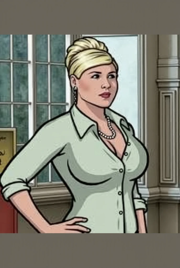 Exact, Wikihow, highlighted, delineated, GTA5 painting, comic, a ((1 one woman Rosamund Pike)) wearing a black dress, angry, ((no multiple person)), blonde bobcut hair, standing in a bedroom, (dominate pose:1.2), puffy lips, (wide hips),