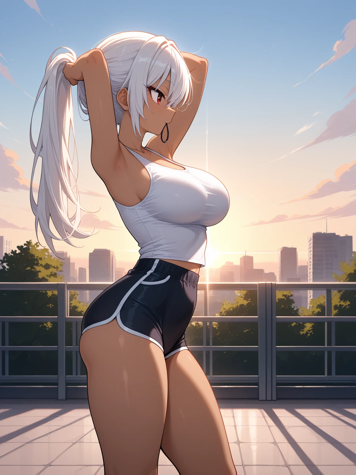 Obra maestra, La mejor calidad, 1girl,1child, Pov, sexo, sexo analo, sexo vaginalo, Pennis, Cuerpo desnudo, cuerpo desnudo,medio cuerpo, Pov, sexo, grande, piernas abiertas, tetas grandes, ojos grandes, They are smiling, cana, brown skin, cuerpo musculoso, cuerpo tonificado, Orejas de conejito, Mujer madura, techo, techotop, Edificios de la ciudad