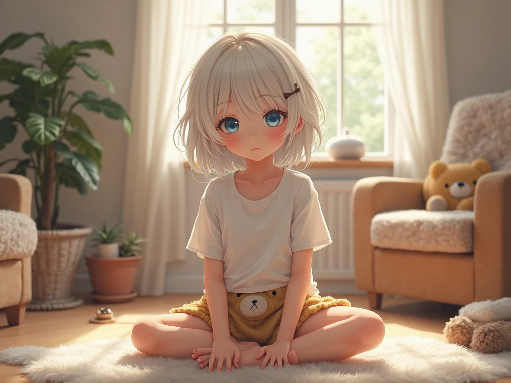 Anime-style female child meditating, show both sides of the child, the good and the bad, turning into one.