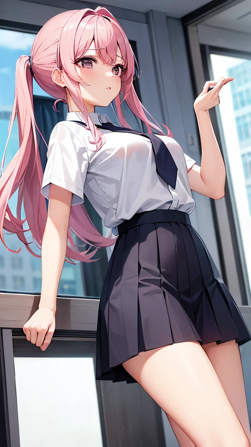 Nodoka Haramura, Handed over by Haramura, blue eyes, hair bow, Long Hair, Pink Hair, bow,
壊す blue skirt, Kiyosumi Girls&#39; High , pleated skirt, , Seraphim, skirt,
壊す looking at viewer,
Break indoors, classroom,
Highly detailed face, Perfect lighting, Highly detailed CG, (Perfect hands, Perfect Anatomy),A man plays with my nipples、Painful expression、Erotic、A man grabs me from behind、Admired、Being raped、Ecstatic expression、A man grabs me from behind、Erotic