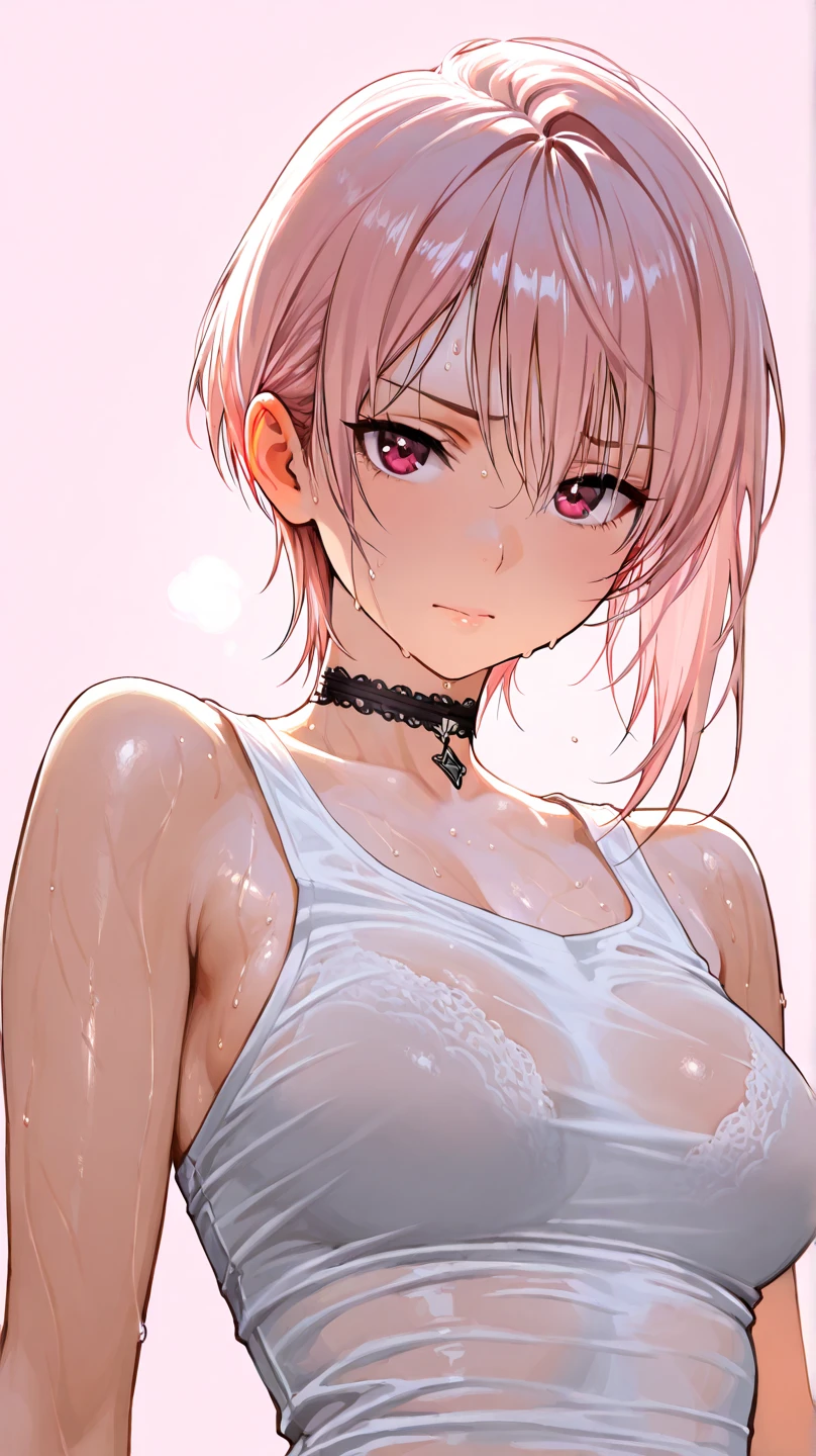 Best Quality, Masterpiece, Ultra High Resolution, (Realism: 1.4), Original Photo, 1Girl, wearing a wet shirt in the rain, wet clothes, clinging shirt, black shirt, ddlcnatsuki,