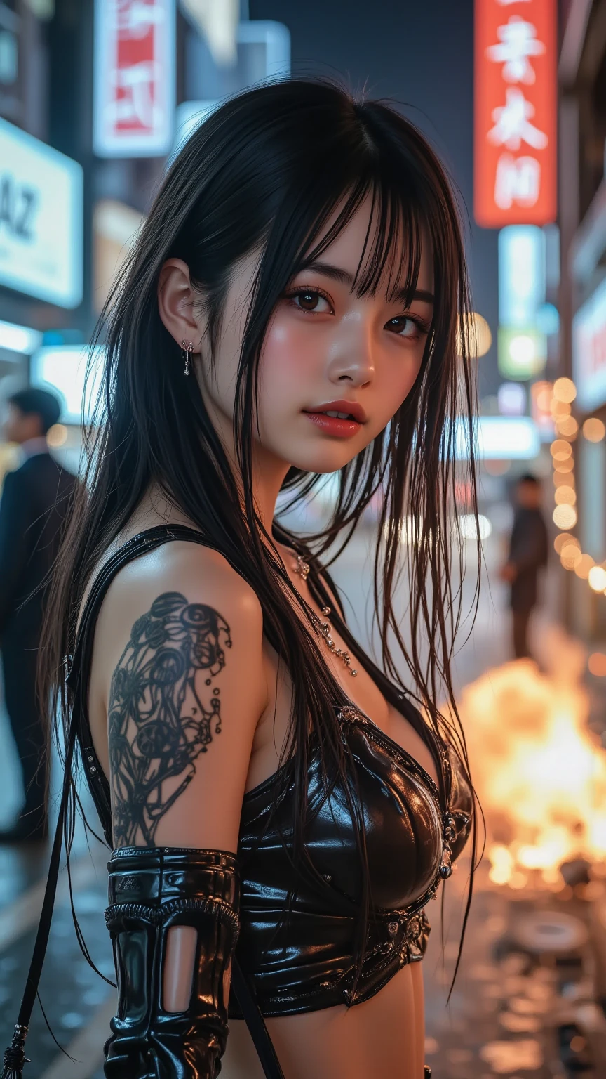 最high quality, masterpiece, 32k、Very detailed、Realistic、1 Girl, Japanese women、Accentuate the breasts for posing、She leans forward and poses sexy.、Cute face, (photo Actual:1.3),Bob Hair(Blue Hair、Blue Hair)、Edge lighting, (Skin with attention to detail:1.2), 8K超High resolution, Single-lens reflex camera, high quality, High resolution, 4K, 8K, Optimal ratio of four fingers to one thumb, (Actual:1.3), cute 1 Girl, Realistic、Super Realistic、32k、Very detailed、masterpiece, 最high quality, beautiful girl, beauty、Gorgeous girl, Big Breasts,Big Tits、Big Boobs、Big Ass, Tight waist, Spread your legs, Plenty of facial detail, Futuristic sexy costume, cyber punk, Yellow very long hair, City of the Future, hologram, Neon lighting, Very detailedな, High resolution, masterpiece, high quality, High resolution, Fox Ears,One-point tattoo on arm