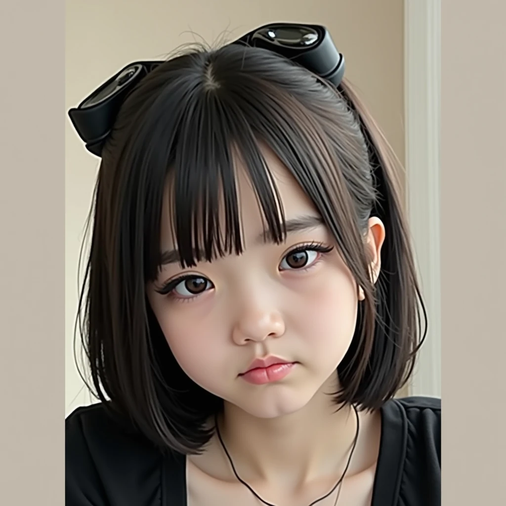Korean tom boy , oversized shirts, medium hair , stylish look, highly detailed, ultra HD ,