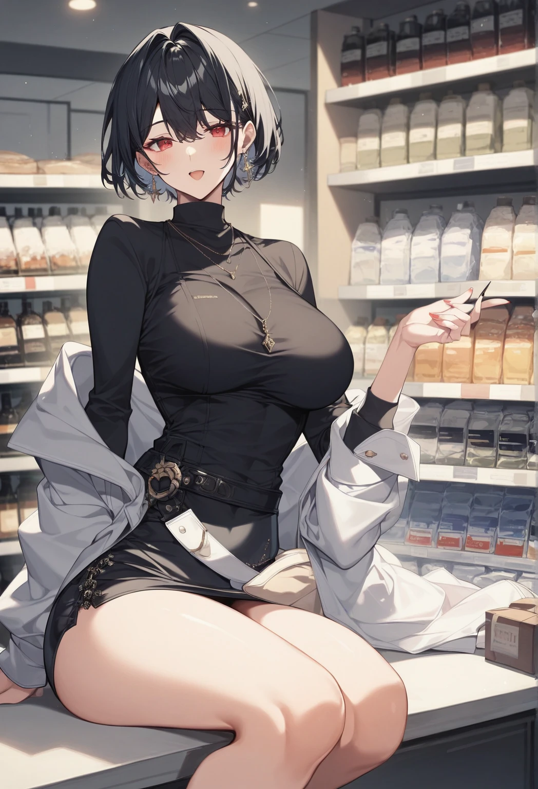The face of the average idol of the Japan,and body shape, Smile, nipples, topless, navel, sweatpants, nipple piercing, nipple chain, baseball cap, cowboy shot, cardboard and apartment background、moving company, ((sweat, steam)), masterpiece, extremely detailed