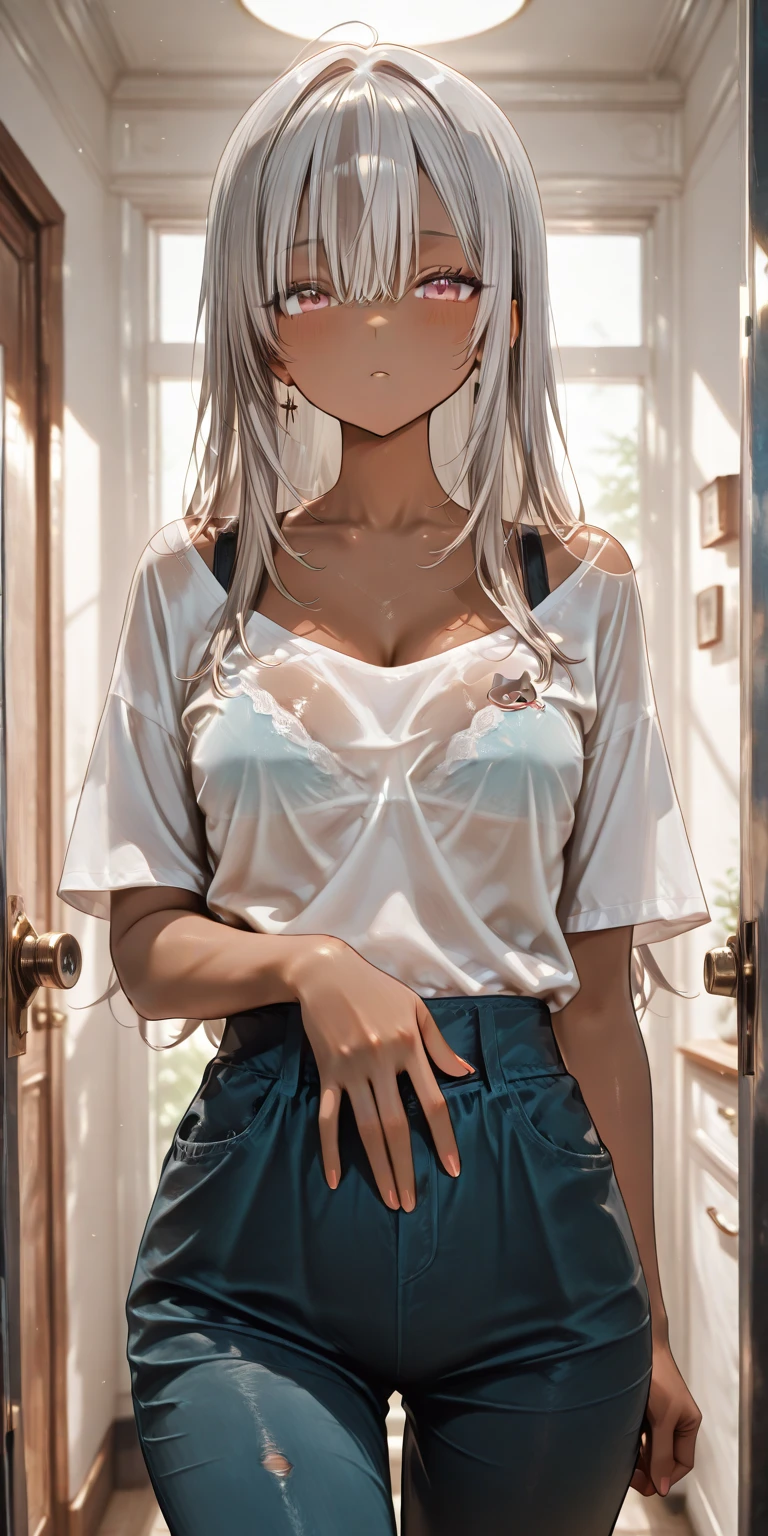 Tabletop, Highest quality, Super Detail, 8k, Detailed light, Detailed Shadows, born, (Detailed skin), (Genuine: 1.2),, 1. Scandinavian girls, face, (), Gray Hair, Sleep in a luxurious bed, See-through night dress, Bare nipples, Take off your clothes, topless, Browsing Caution, {{{Embarrassing}}}