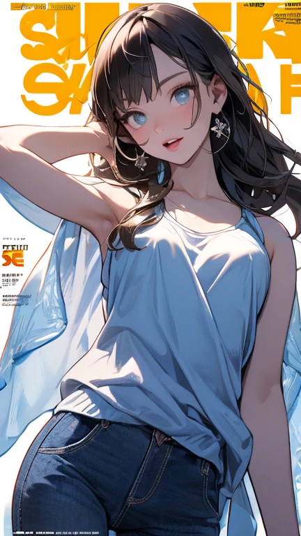 A anime girl with fool hat and no clothes long and small bra