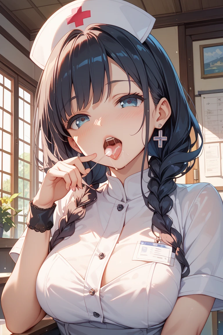 Composition seen from obliquely below:1.3、The young wife is a former student council president、Close up on face、NSFW:1.3、28-year-old female、Sticking out her tongue and licking a man's penis:1.9. Chin Chin:1.3 Tears of Despair:1.3. White business shirt:1.3. Blushed cheeks:1.3 Humiliation:1.3 Glaring Black Hair Long Ponytail:1.3,(Slit eyes、Brown eyes、tall)