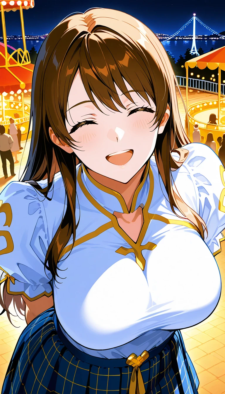 attractive korean woman, ripped muscle, muscular body, small breast, pale skin, smile(blush), nude, cross necklace, sixpack abs, [ultra detailed skin:1.2], brown hair, wavy hair, 8k uhd, pussy, full body, crowd, public, temple, standing,