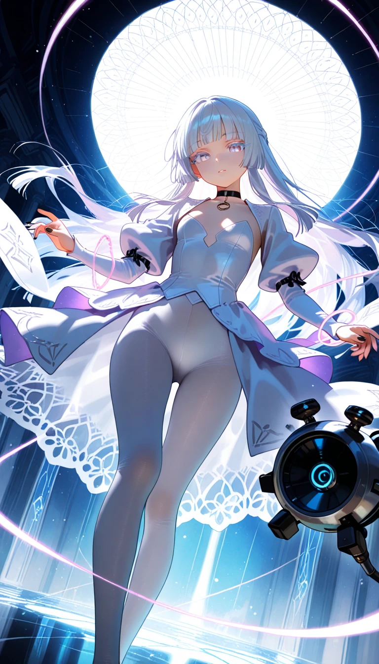 (ghosty:1.85) (doctor:1.5) (nurse:0.65) girl, (white doctor coat:1.4), (spirit, spiritual:1.2), 1girl, perfect and well designed glowing shiny eyes, (beautiful detailed eyes:1.05), natural medium breasts, slim body, beautiful and delicate cute face, (face detail), ((realistic face)), pores, ((pale grey skin)), detailed skin, realistic skin, (((bioluminescence))), ((shiny skin)), (multicolored gradation skin), (monster girl:1.25), human face, medium length hair, hair voluminous, (((((multicolored gradation hair))))), (dark-haired:1.75), super high resolution, 8k, parameters Best quality, (masterpiece:1.4), (magic accessories:1.4), bracelets, extremely detailed thick tight ((white:1.5), (green:1.2), (pink:0.5)) (medical uniform:1.5), (shirt:1.7), (skirt:1.3), (lace black stockings:1.5), (standing nipples under cloth:1.3), (neckline:1.3), (cleavage:1.4), (decolette:1.5), Young Girl, Little Beast, (Smile:0.9), (pale Skin:1.85), ultra detailed, photorealistic, ((Real image)), (best quality:1.4), super high resolution, (Realistic 2.0), More details, (((1girl))), {(medical ward:1.2)|(doctor office:1.2)}, (beautiful and aesthetic:1.2), (fractal art:1.4), (cinematic light:1.1), (DUTCH ANGLE:1.2), full body, 16K, HDR, RTX, Ray Tracing, Radiosity, Anisotropic Filtering, Subsurface Scattering, (((magic lights))), metallic reflections, Detailed, Realistic, 4k highly detailed digital art, (cool_color), extremely detailed CG unity 8k wallpaper, vibrant colors, (seductive pose:1.6)