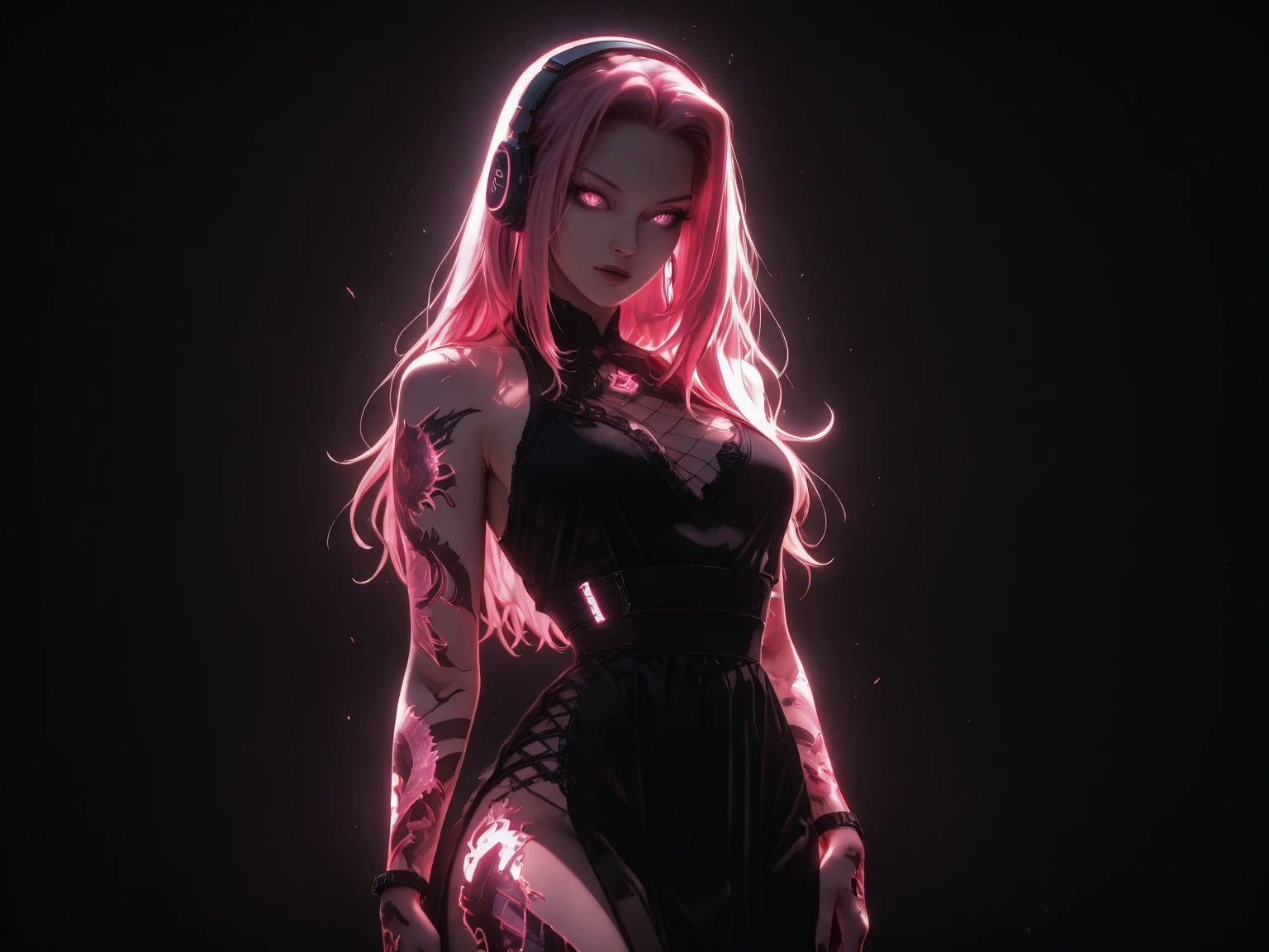 a close up of a woman in a black top and red laser lights, bright aura, bright aura white light, badass anime 8 k, bright and cinematic lighting, anime style 4 k, emitting bright red aura, glowing, white aura, cyberpunk anime girl, female cyberpunk anime girl, anime cyberpunk art, alena aenami and artgerm