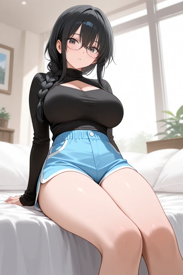 {best quality}， {{masterpiece}}， {extremely delicate and beautiful}，Excellent light and shadow，Extremely detailed wallpaper，Clear and bright sunlight，avatar，1 girl，blush blush，megawatt，black hair color hair，medium hair，dark hair，strong sunlight，windbreaker，Hell Boy uniform，fine hair，Realistic skin texture，very big ，Reduce pores and skin wrinkles，Mid-shoulder，（（Strong light shines on the face））， full body lesbian，beautiful legs，（attitude：Squat down，legs are open，Protruding underparts），camel toe，nude