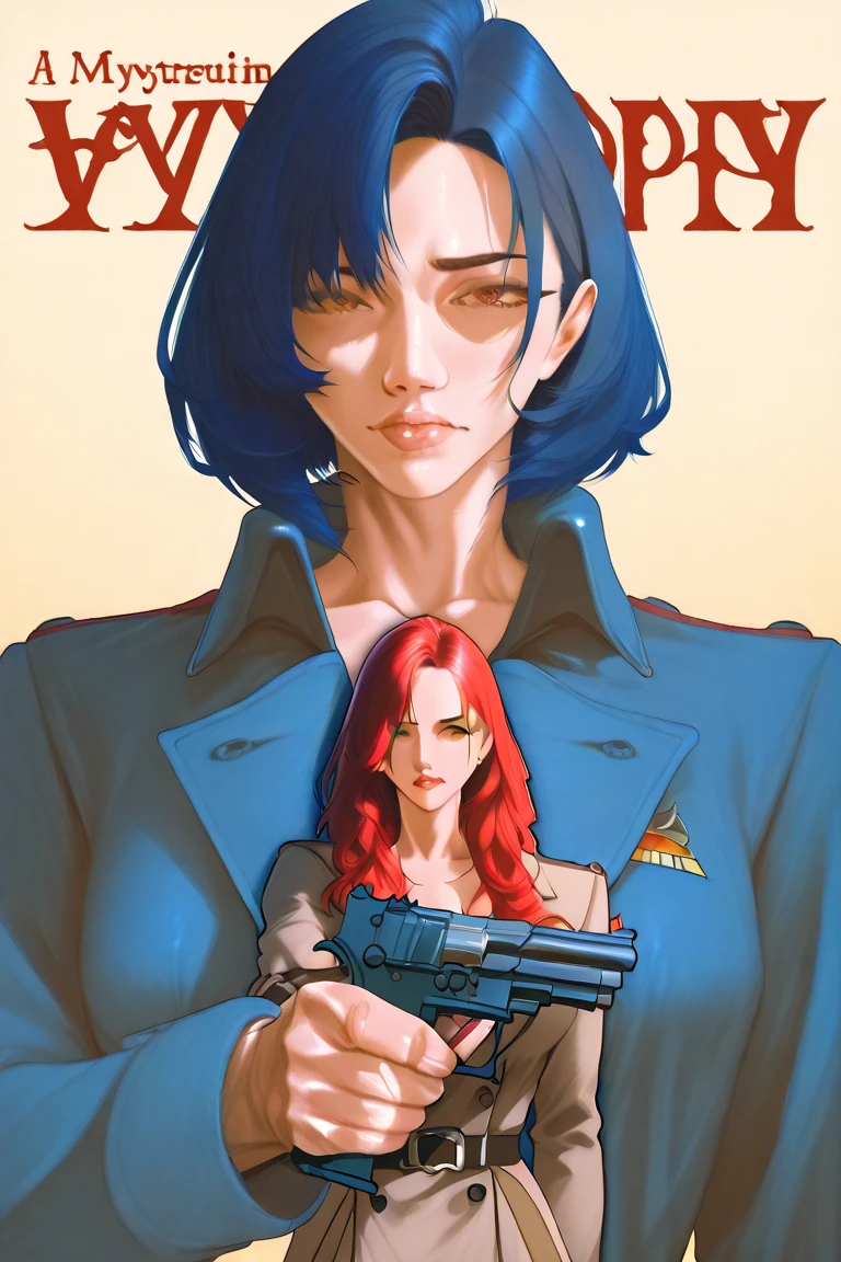 comic book cover with 1(smm) woman, crowd of military men behind her, [:(highly detail face: 1.3):0.1], (masterpiece:1.1025), (best quality:1.1025), highly detailed, 8k uhd, (amazing fine details:1.05), transparent nylon tank top, transparent nylon mini skirt, slim, skinny, orange glossy lipstick, fard, mascara, eyeliner, shy, nervous, excited, depth of field, ilt style <lora:ilt_v02-000015:.9>  <lora:smm_v02:.7>