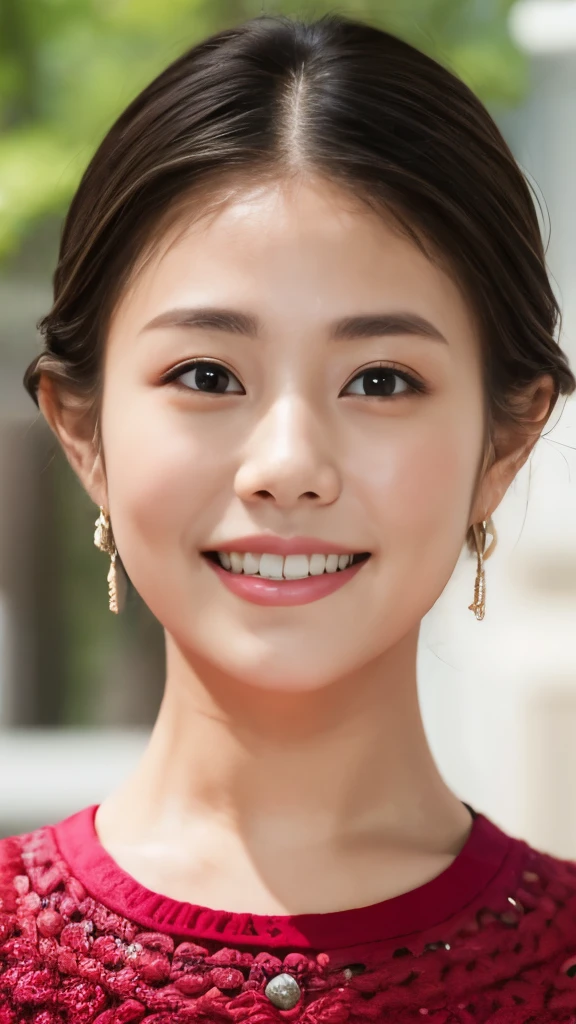 1 Female,Photorealistic,Highest quality,Ultra high definition,8K,Cool Beauty,Beauty,Perfect Style,Summer knitwear,Japanese,Upper body close-up,smile,looking at the camera,Very Short Bob