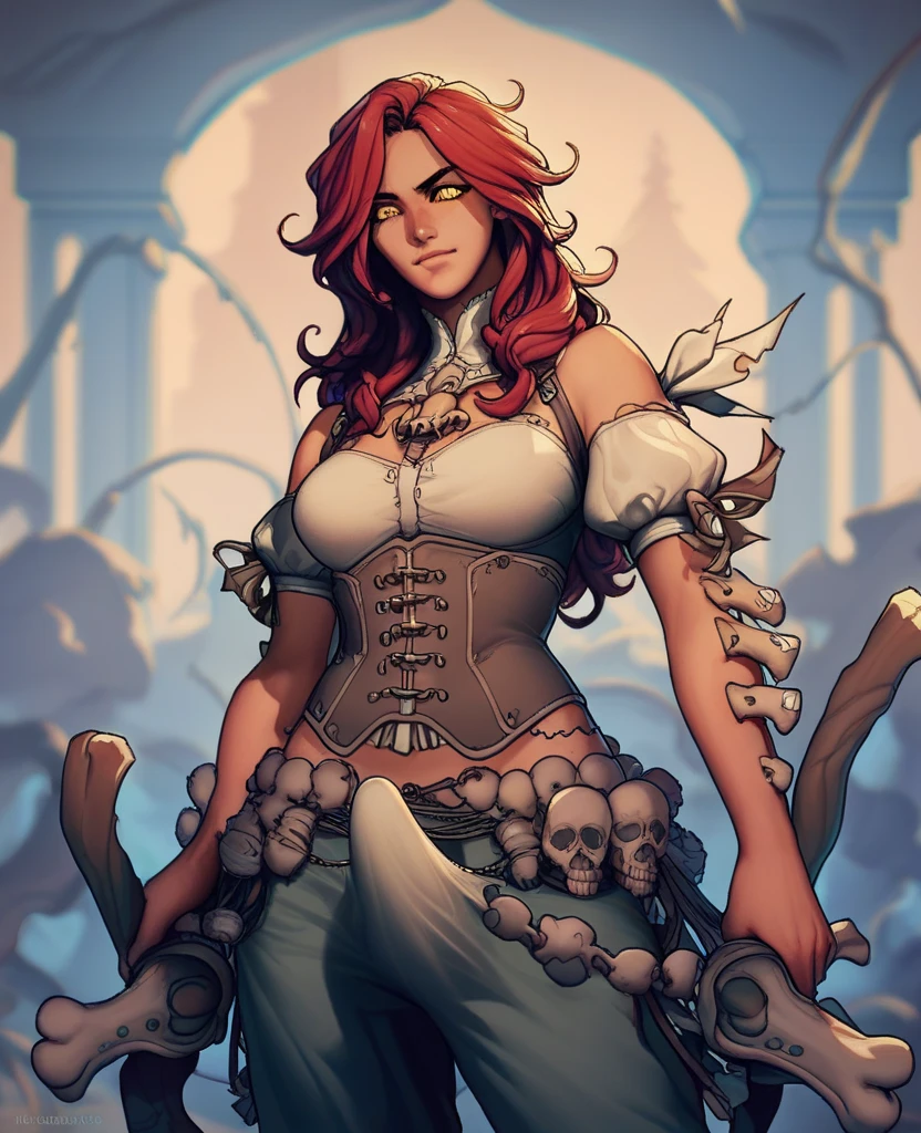 ((masterpiece, best quality)), insaneres, absurdres, solo, looking at viewer, 
BlueDress_Lenore_ownwaifu, 
1girl, long hair, red eyes, blush, pointy ears, lips, breasts,  red hair, hair ornament, braid, fangs, makeup, lipstick, black lips, vampire, very long hair, wavy hair, colored skin, blunt bangs,
cleavage, dress, jewelry, gloves, blue dress, see-through, grey gloves, see-through sleeves, ring,  long dress,  belt, choker, bracelet, 
(wading, ass support), waterfall, <lora:CARTOON_Castlevania_Lenore_ownwaifu:0.75>,
 depth of field, vanishing point, garden, sidelighting,