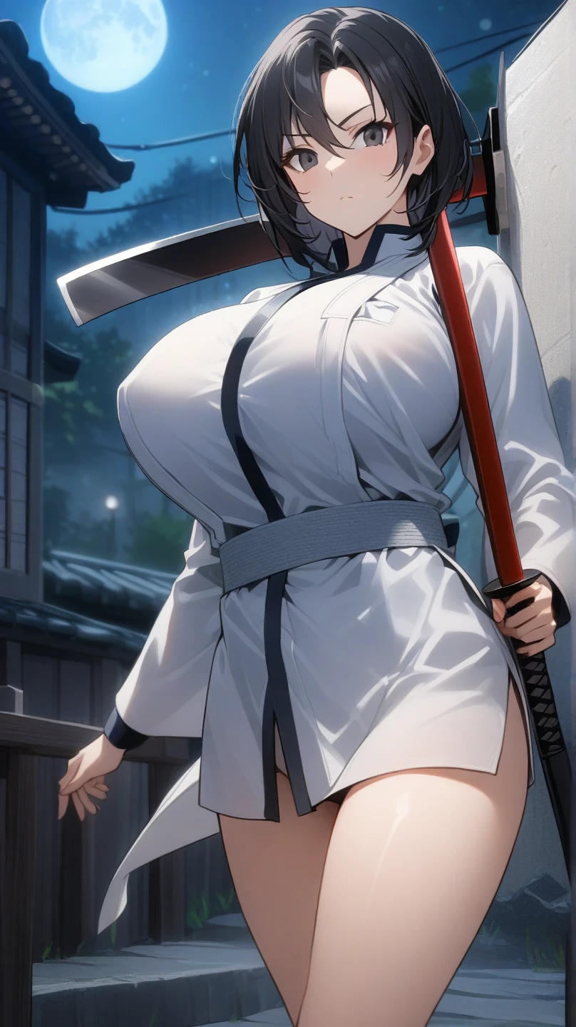 
score_9,score_8_up,score_7_up,score_6_up,score_5_up,source_アニメ,rating_questionable break one girl、oversize clothes、Big Breasts、、Has a shiny sword、Ronin、Japanese clothing、             
