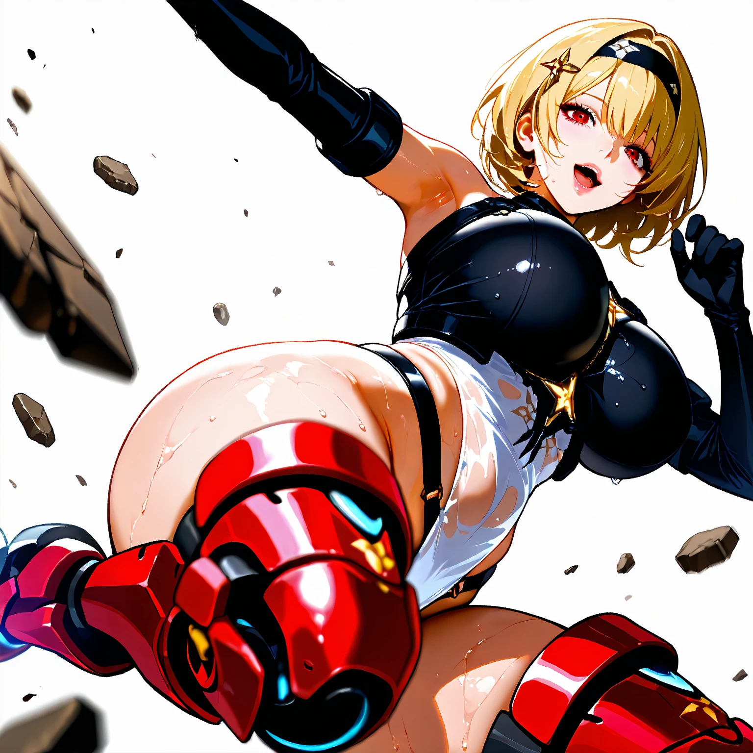 high-level image quality、looking-down、Precise human body structure、girl with、trembling with sexual pleasure、cum on、AHE Face、Crying face、Idol wrestlers、Idle clothes uniform with frills、Restrained by rope on the ring、hand stand、The ring rope is restraining the torso、The whole body is restrained、Open hands、Open your crotch、Crab crotch、tatteredclothing、opened breast、There is a hole in the crotch、Condom belt、Used condoms tied to a rope、SEX post、Overflowing sexual fluids、Large crowd
