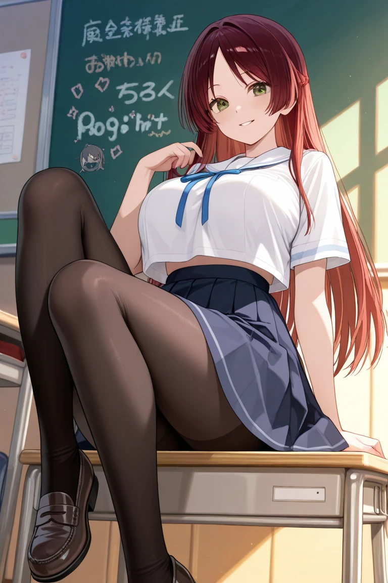 best quality,1girl,((big breasts:1.5)),curvy,orgasm,angry,blush,stella vermillion, 1girl, thighhighs, garter straps, ribbon, red eyes, long hair, yellow ribbon, red hair, hair ribbon, 独奏, hand on hip, two side up, pink hair, black thighhighs,((school uniform)), outdoors, looking at viewer,mini skirt,lift skirt,upskirt,black panties,lace panties,black thighhighs,pussy juice,crotchAngle,head out of frame,lower body,((have to pee:1.3)),covering crotch,(((hand between legs))),knees together feet apart,Pee,Urinating,full body