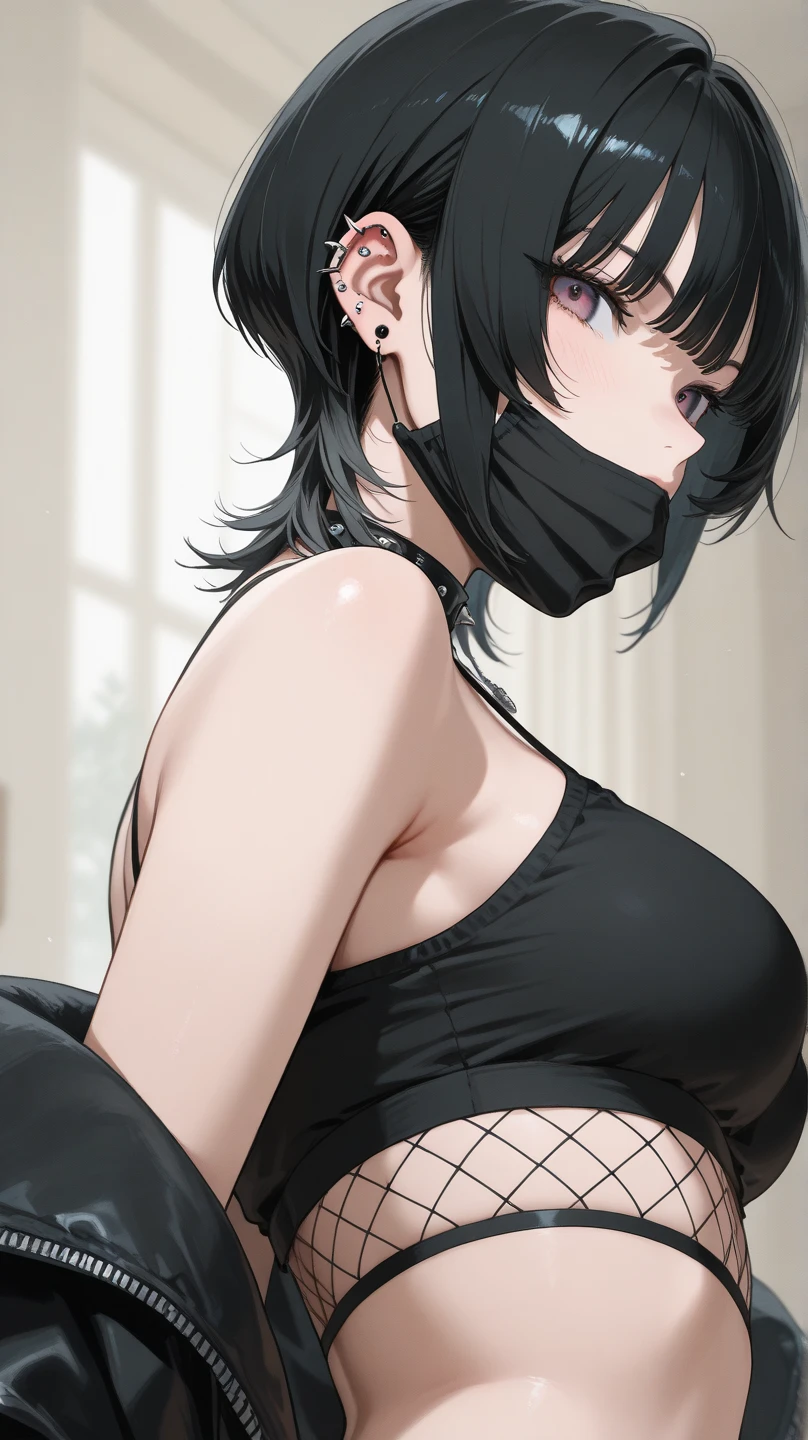 masutepiece, Best Quality, long twintails, (fascinated expression),(cleavage of the breast)), ((large droopy breasts)), 年轻 , Crawling on all fours on the bed,looking at the viewers, wave her hand, A smile , NSFW, ultra gigantic tits,((Large cleavage)), ((large droopy breasts)),Inside the hotel,A sexy,Glamorous,Body wet with white liquid, The chest is fluttering,Black mask on the face,((I can't see my mouth and nose))