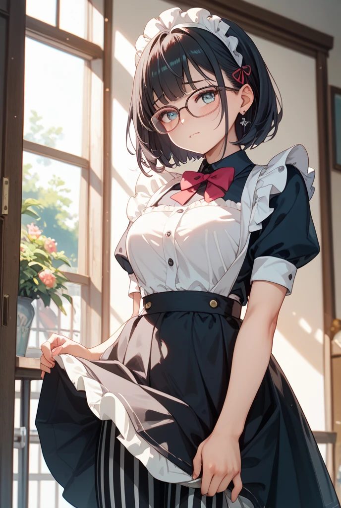 masterpiece, best quality,anime style, 1 girl,(((slender body))), (((small eyes,small breast))),(((nurse uniform,glasses))),((((cum)))), (beautiful face), (((short hair))), (((straight hair))), ((((black hair)))),detailed beautiful skin, (perfect hands, perfect anatomy)