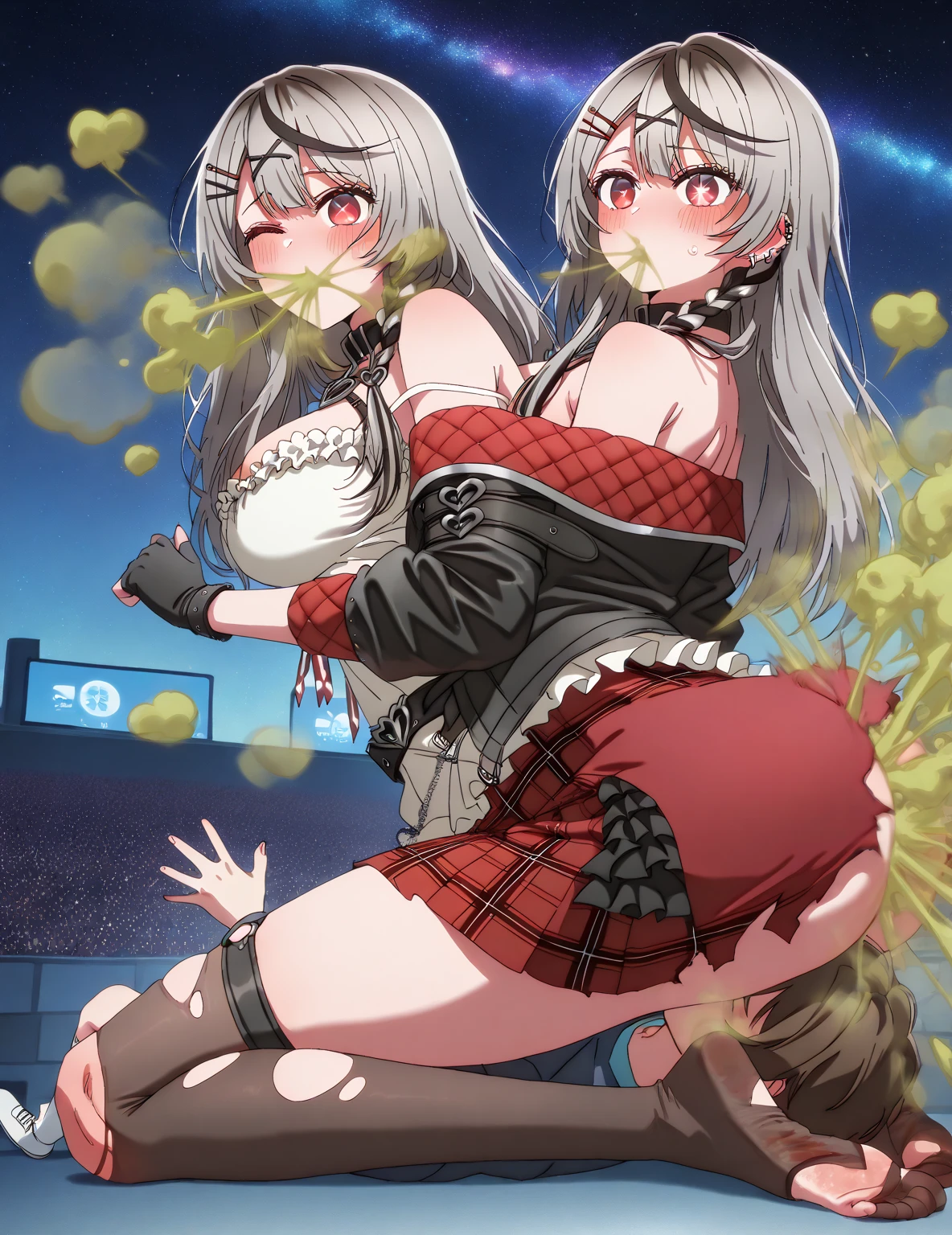 (Highest quality, 8k, masterpiece:1.3, 2 people, beautiful girl), cute, dynamism, Detailed face, Detailed skin, Detailed clothing, Detailed eyes, Detailed lips, Detailed tongue, Detailed fingers, Mouth details, High resolution, High resolution, Natural light, Dynamic pose, Perfect Anatomy, Toned Legs, double eyelid, Tear bags, Round eyes, Moisturized lips, Sweaty, Ecstatic face, Naughty costumes, In the bath,Half closed eyes, blush, Open your mouth, Sticking out tongue, Tongue kiss, Ahegao, Drooling, Split Color Hair, (Lesbianan kiss, people are kissing), (((looking at each other))),Sexy Kiss, Sexy Kiss,ount, bangset,(pink indoor lighting), Grab your chest, Grab the groin, Lesbian sex, Leg spread, Siir, GoldHair,Long Hair,非常にLong Hair, Erect nipples:0.5, (Large Breasts), ( huge Climax