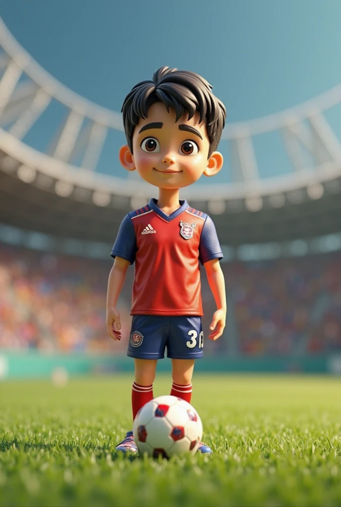 A boy who love playing football with his idol Ronaldo