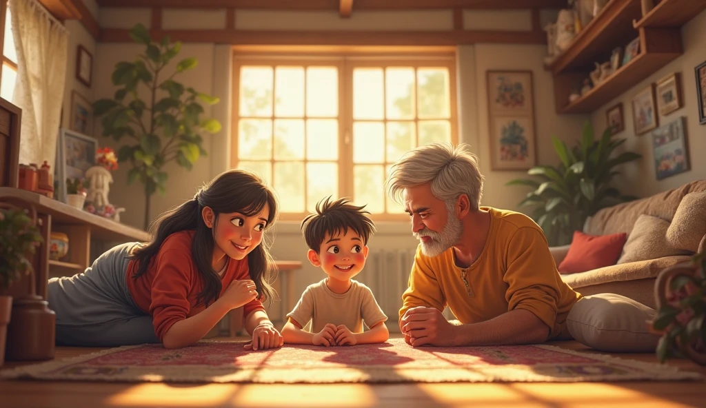 A young boy lives with his parents and his wise grandfather. The boy is often rebellious and doesn’t listen to his parents. 