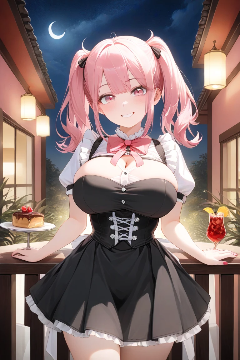 1 girl, pink long bun hair, heart shaped eyes,rabbit ears, {Girl with pink bob hair bun、 The name Nami}, (Pink eye color), {downtown}, (smile), bright background , 19 years old, large breasts, triple D cup breasts, round buttocks, bubbly buttocks, wide hips, bubbly ass, heart shaped choker, (masterpiece, highest quality), very detailed, highest quality, official art, beautiful and aesthetic: 1.2), (1 girl), very detailed, (geometry art: 1.3), colorful, most detailed ?d1 girl, pink long bun hair, Eye of the symbol, +__+, gothic costume, {A girl with long pink bun hair The name Nami}, (Pink eye color), {breakfast、fried egg、sandwich、coffee}, (smile), bright background, (garden,beautiful flower々),mole under eye, heart shaped choker, (masterpiece, highest quality), official art, beautiful and aesthetic: 1.2), (1 girl), very detailed, (geometry art: 1.3), colorful