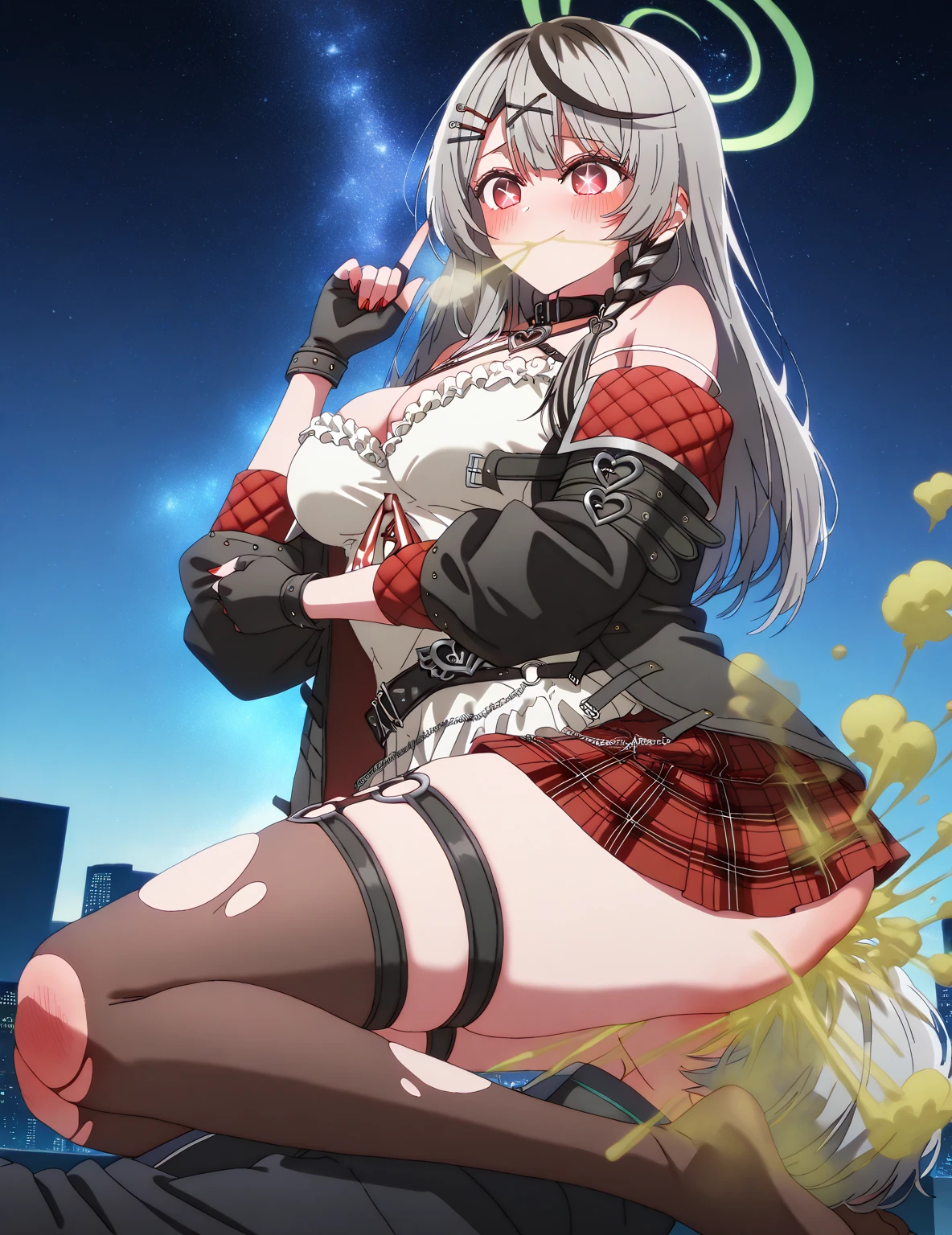 Crucifixion, Sister uniform, Elf girl, Blindfold, Nipple piercing, Gagged, Vibrator insertion, Garter belt, Sex with a man, Squirting　Feels good　Cramp　Ahegao Wet Crotch、Love juice、Sexy、Shaking legs、Semen overflows from the pussy. Embarrassing. Lots of people.