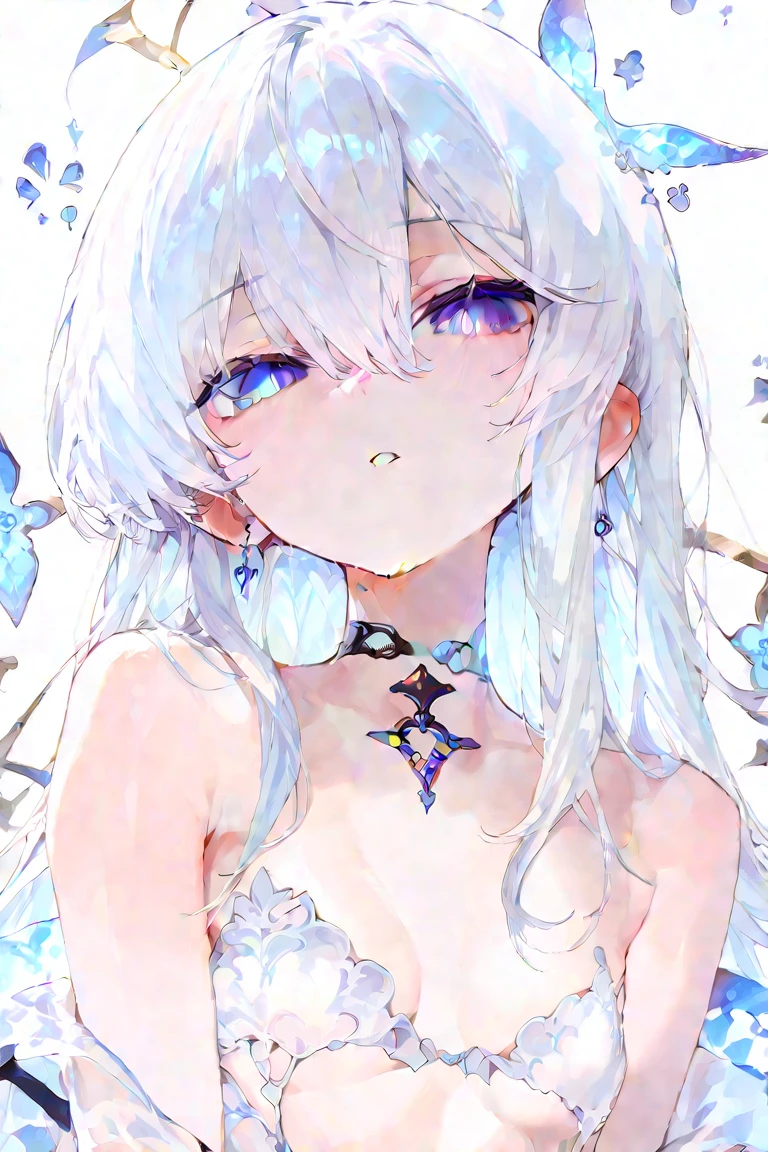 ,beautiful flower々),mole under eye, heart shaped choker, (masterpiece, highest quality), official art, beautiful and aesthetic: 1.2), (1 girl), very detailed, (geometry art: 1.3), colorful