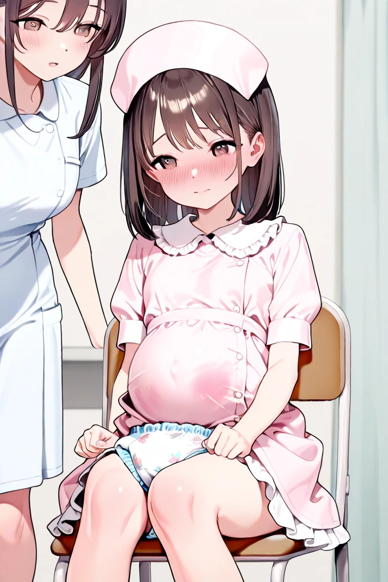 8k naked no panties detailed face exhausted cute black hair black eyes short hair blushing erect nipples hospital bed legs spread pregnant legs lifted bandaid on pussy a little cum from pussy