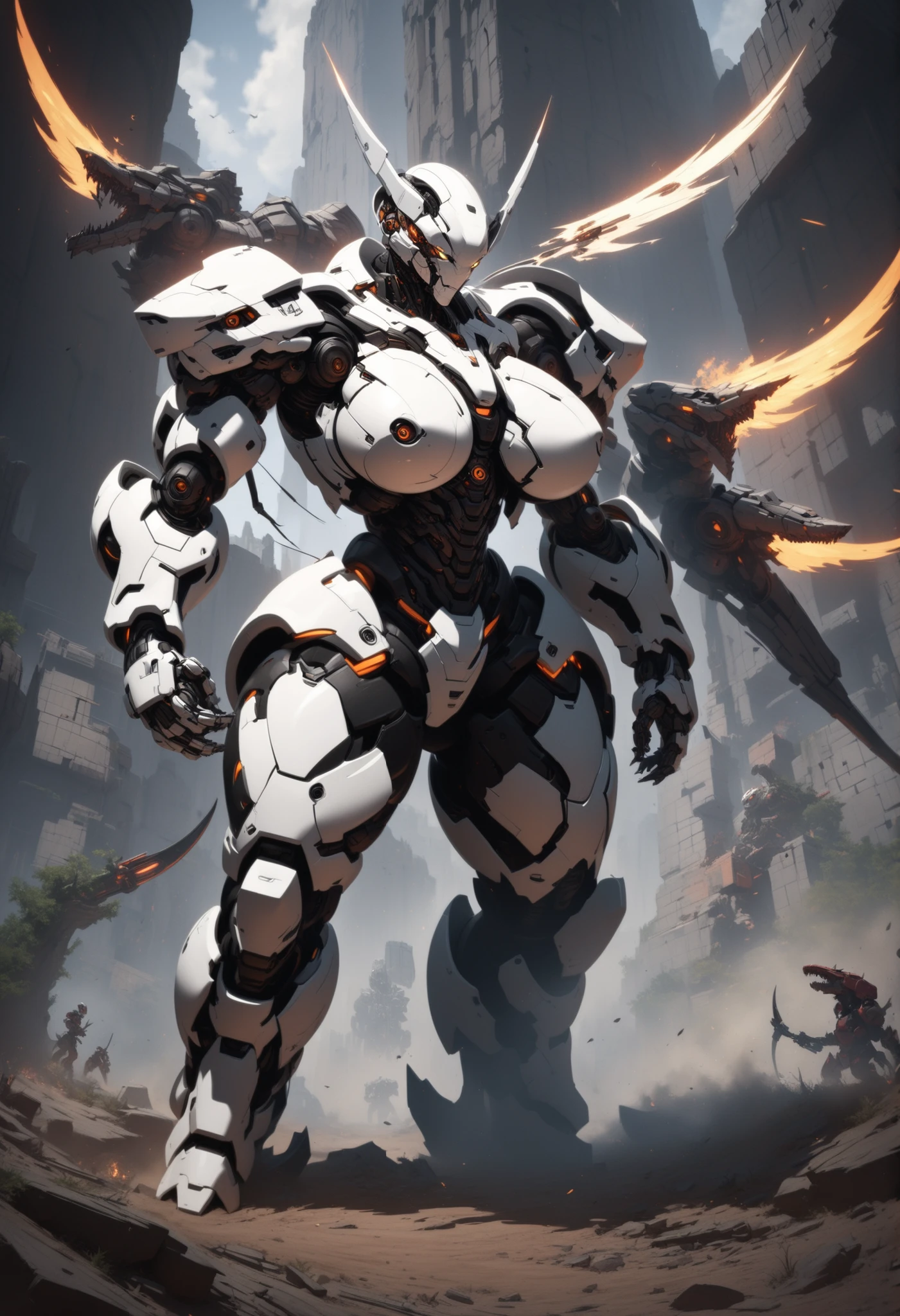The high resolution photograph 8k, Design your battle-damaged Cyborg and reveal the rugged beauty of mechanical life! Female Cyborg with huge breasts, Archer-Cyborg Type, Half-Ripped Hands By Monster, Battle With Necromancer Of Anthro_Crocodile, Anthro_Crocodile Bite hands Of The Cyborg