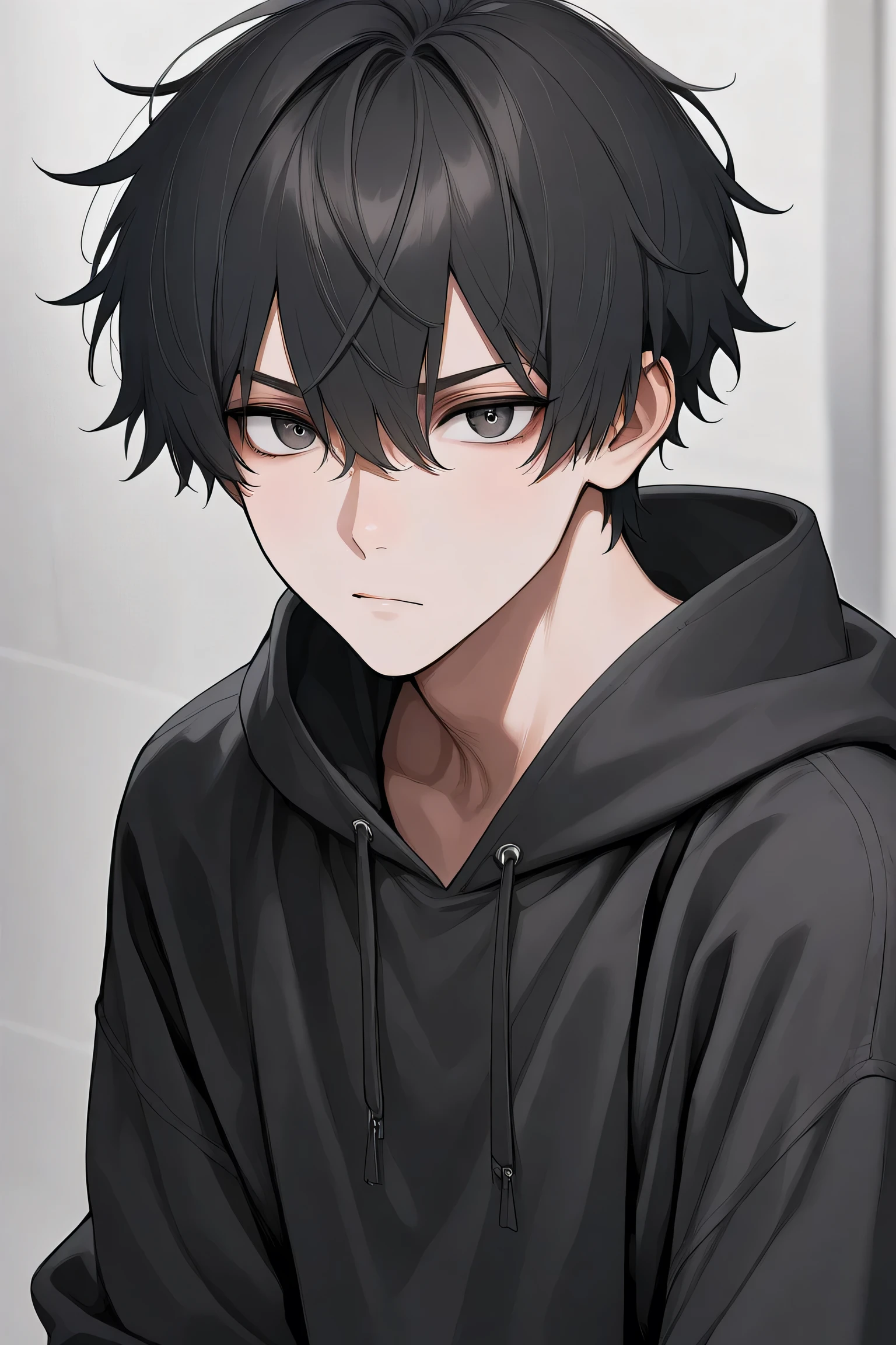 ((best quality)), ((masterpiece)), (detailed), 1boy, black hoodie, black hair, cool edgy fashion