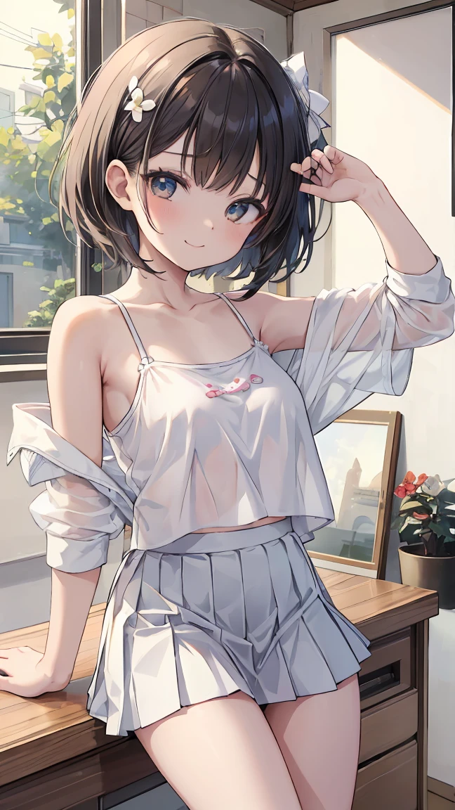 BREAK High Quality,smile,woman,woman1人,adult,cute,Medium bob hair,
Black Hair,Purple eyes, Pink off-shoulder blouse,
Short Jeans Pants,Piercing,Black choker,BREAK Touching cheek with hand,Background white,BREAK
smile,Sparkling eyes,
