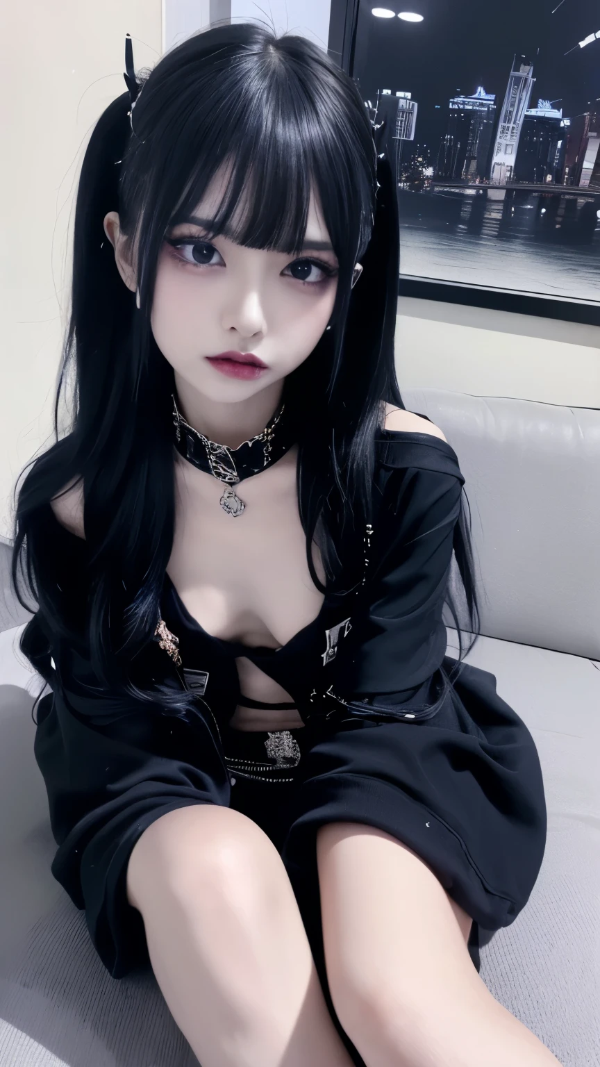 highest quality、8k、32k、masterpiece、Hmph:1.2)、One Girl、One girl, Striped Hair, Black Hair, Hair between the eyes, A small sexy mole under the eye,nsfw,(nipple slip), (Spanking:1.5),Roll up your skirt,Black erotic thong panties、gangbang from Behind,