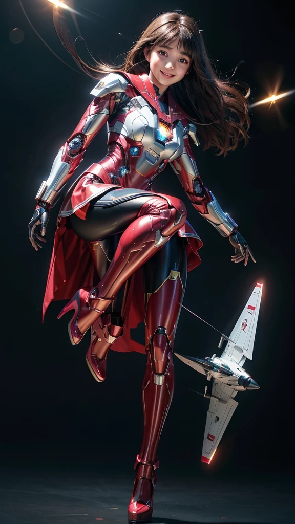 Photorealsitic:1.4)、Onegirl、(top-quality)、(hyperdetailed face)、(Super well-formed face)、((Robot Parts))、(Robot Girl)、(pink there)、(Burgundy)、(metalic)、(fullllbody)、(tits out)、(sexy  pose)、(Slender body)、(Model body type)、(full body mech)、(mecha exposure)、(akihabara)、(is looking at the camera)、(A dark-haired)、(１０Head and body)、(a small face)、(Idol)、(front facing)、(Standing with legs open)、(Banzai pose with open arms)、(Photo session)、(Looks sad)、(Olga)