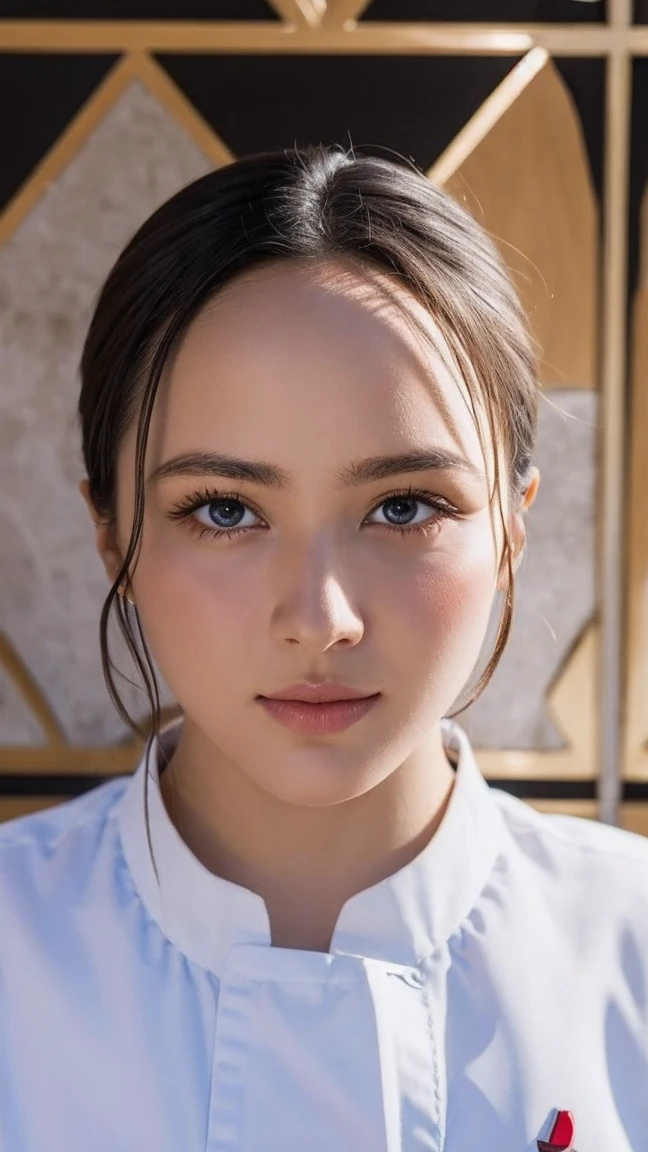 (masterpiece, best quality, high resolution:1.2), detailed face, detailed eyes, detailed skin, extremely detailed, intricate details, film grain, medium shot, depth of field, <lora:add_detail:0.5>, <lora:FujiVelvia50:0.5>, ,
solo, 1 girl, adult finnish woman, light blue eyes, white updo hairstyle, frown, thick lips , freckles, blush, long eyelashes, eyeliner, (closeup upper body portrait:1.0), (focus on face:1.1), kimono, arctic tundra background, sunshine, lens flare (imperial chinese theme:1.1),