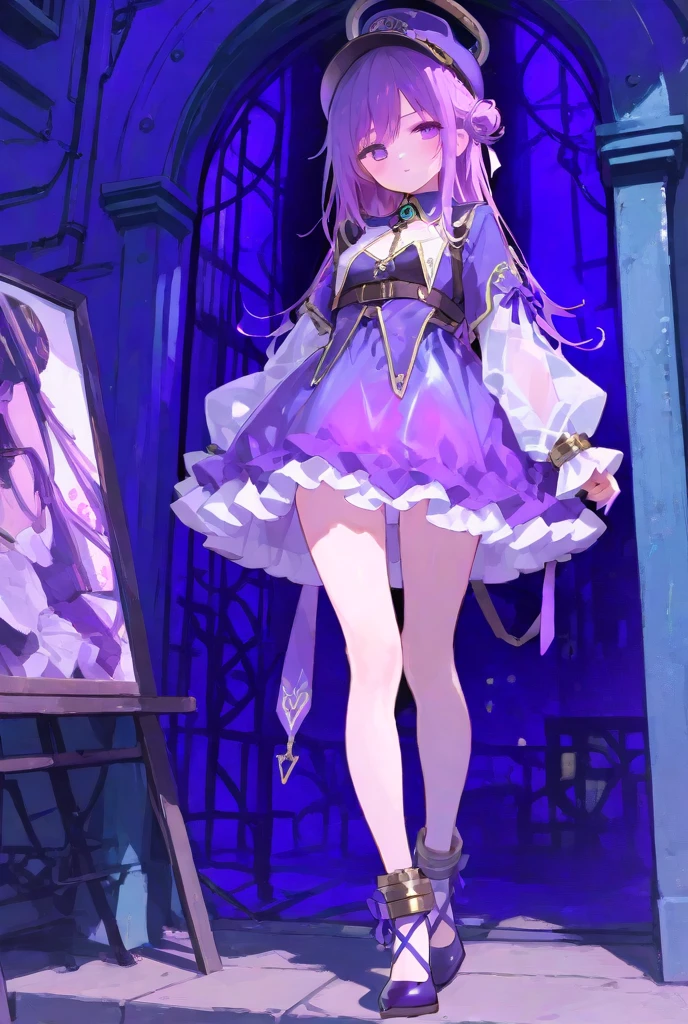 masterpiece, best quality, ultra-detailed, illustration,
1girl,solo, image body, flower, looking at viewer,
purple eyes, jewel-like eyes, extremely detailed eyes, extremely detailed face,
star \(sky\), constellation, purple energy, railing, meteor