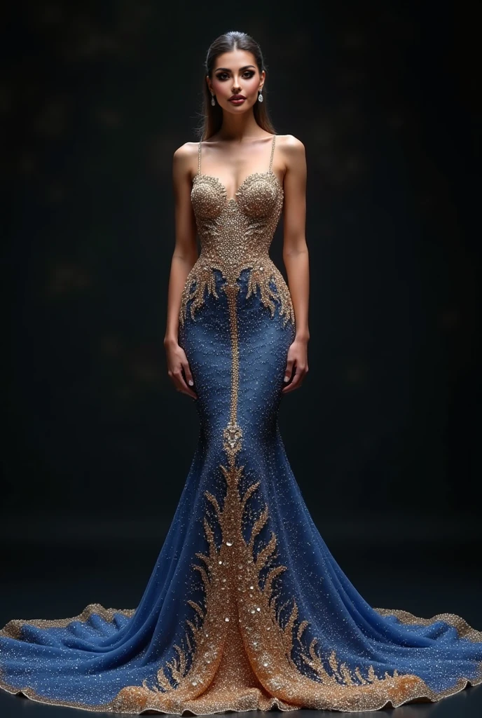 A woman who is,beauitful face,Blue pupil,Pink Long Hair,A gemstone necklace is worn around his neck,Wearing a low-cut evening gown,full body shot shot,Wear crystal high heels,Hand holding a glass of champagne,Red low-cut evening dress,A starry sky,ellegance,Surreal art